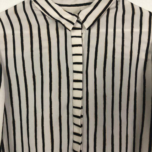 Mason Cream Striped Button Down Size 8 - Picture 4 of 6